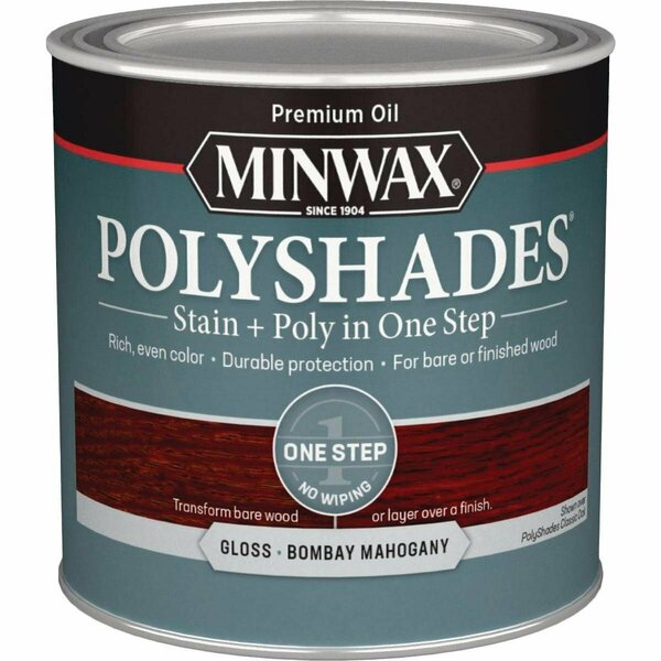 Minwax Polyshades 1/2 Pt. Gloss Stain & Finish Polyurethane In 1-Step, Bombay Mahogany 214804444